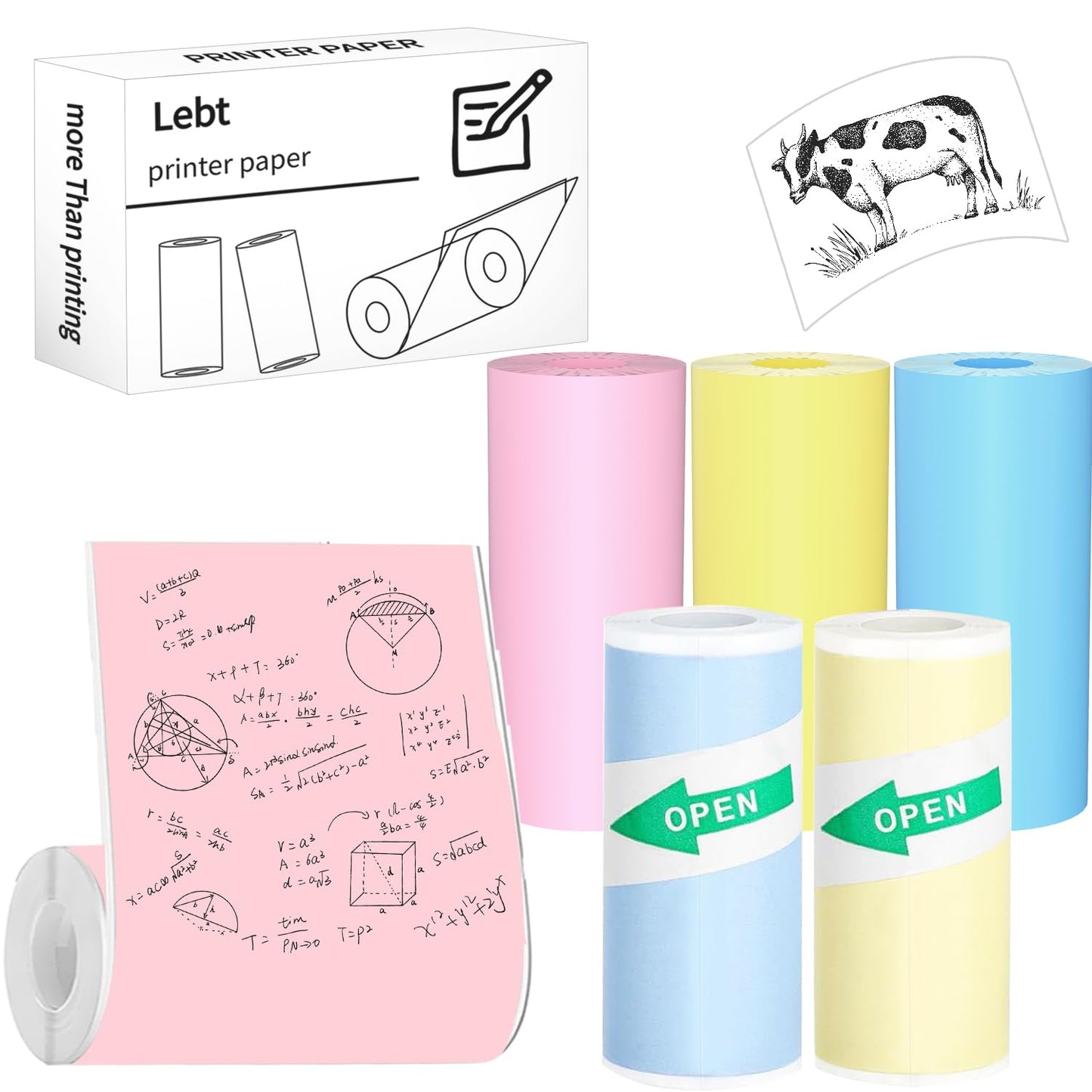 6 Rolls Thermal Printer Paper Colorful Printer Paper kids camera paper roll paper shoot camera Mini Photo Printer Labels For Photos To-do Lists Notes
