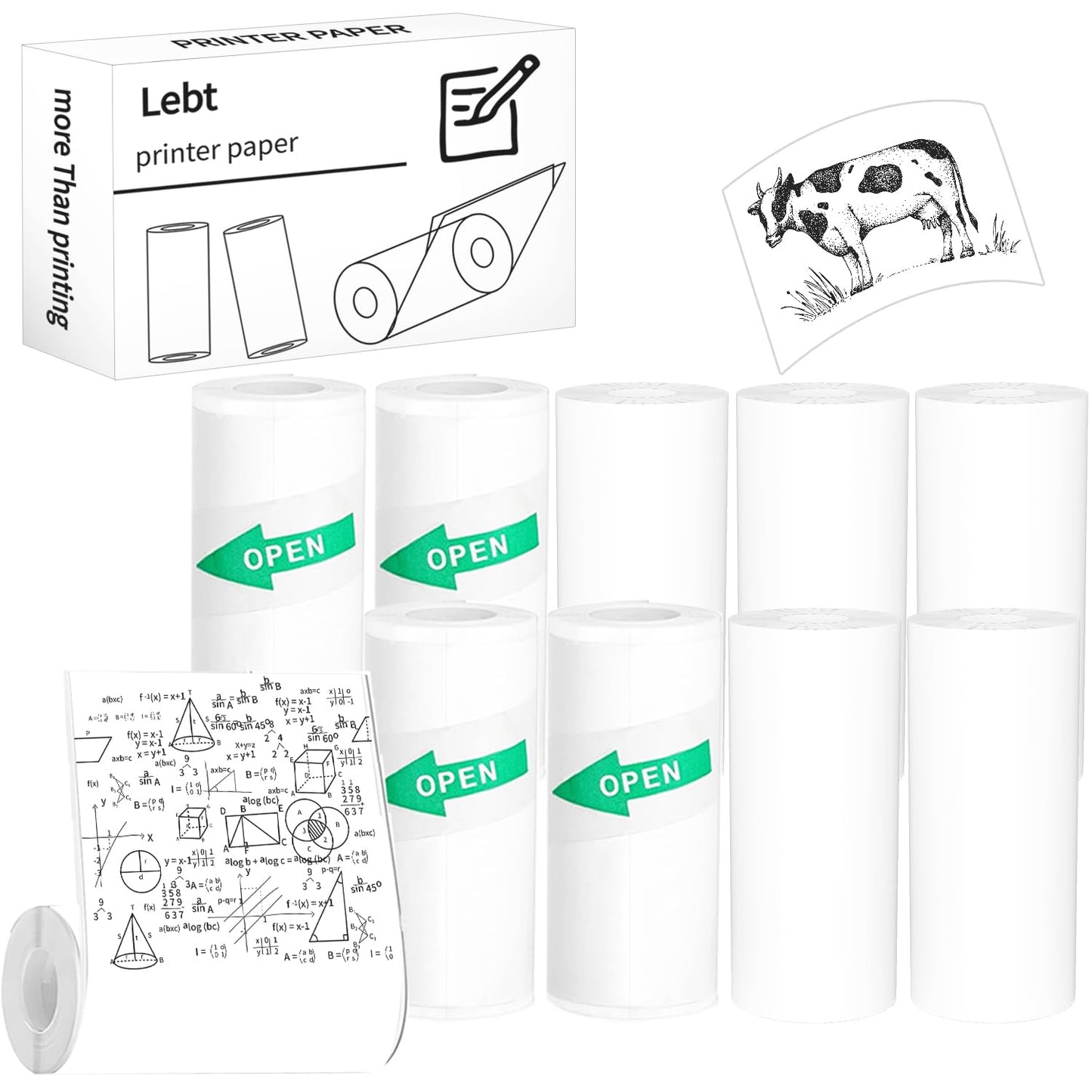 Mini Printer Paper Thermal Sticker printer Paper Mini Thermal Printer Paper Photo Printer Labels kids camera paper10 roll Suitable for Various Inkless Sticker Printers
