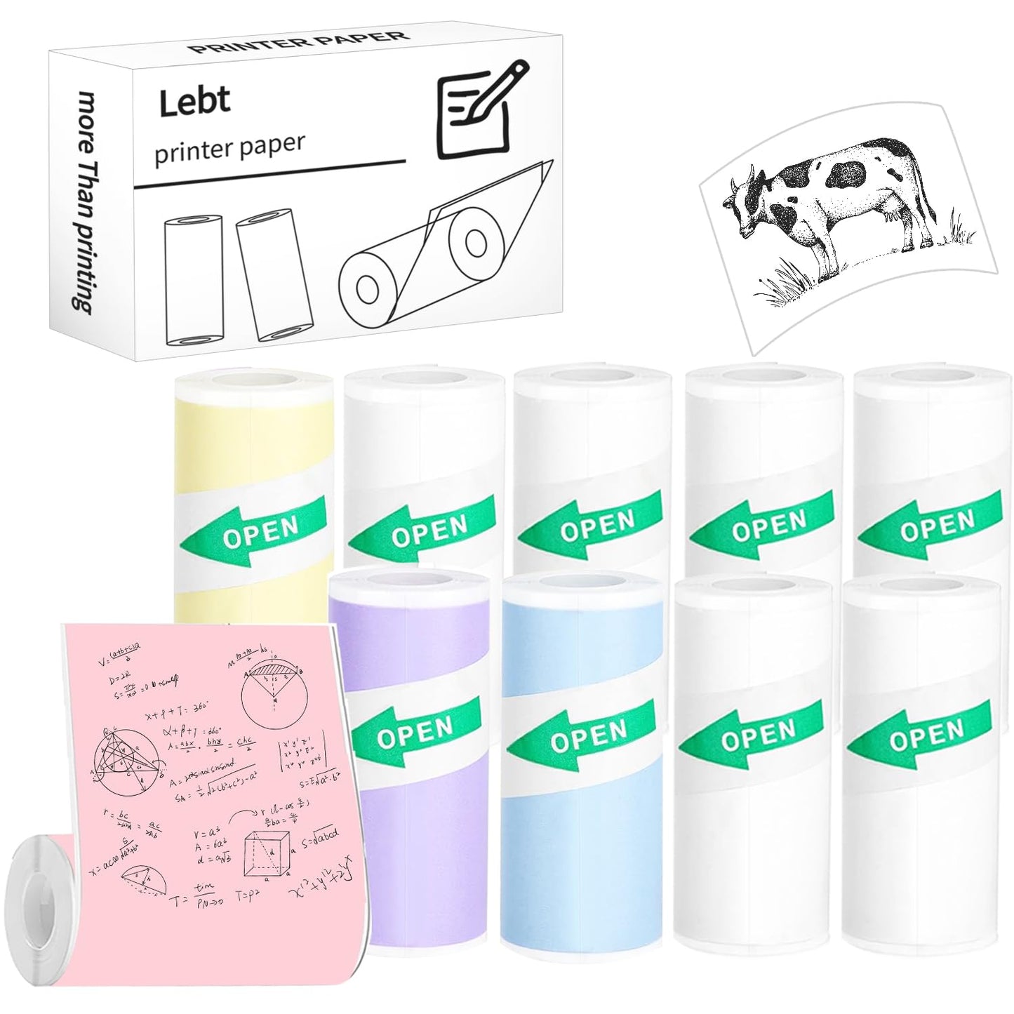 Mini Printer Paper Thermal Sticker printer Paper Mini Thermal Printer Paper Photo Printer Labels kids camera paper 10 roll Suitable for Various Inkless Sticker Printers