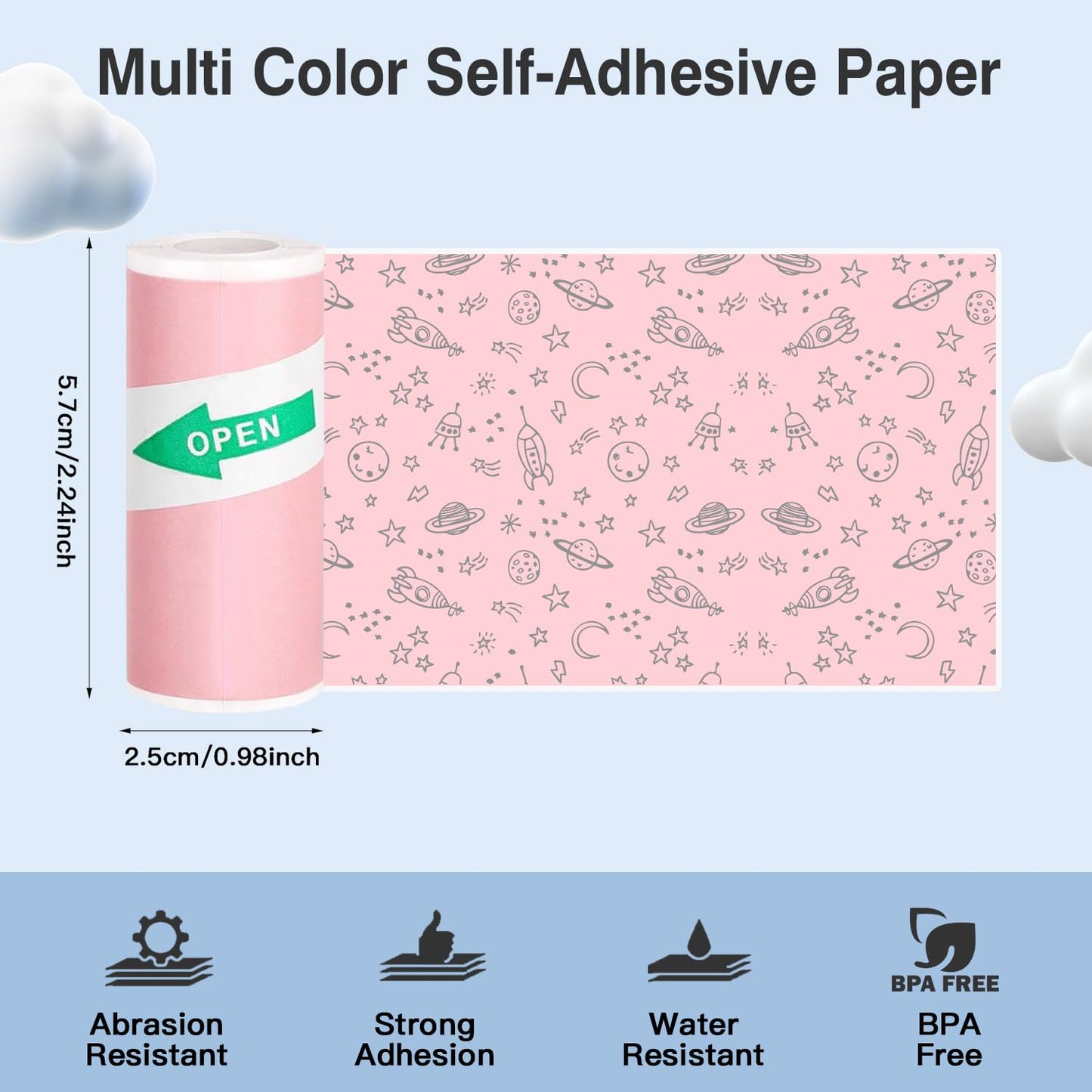6 Rolls Thermal Printer Paper Colorful Printer Paper kids camera paper roll paper shoot camera Mini Photo Printer Labels For Photos To-do Lists Notes