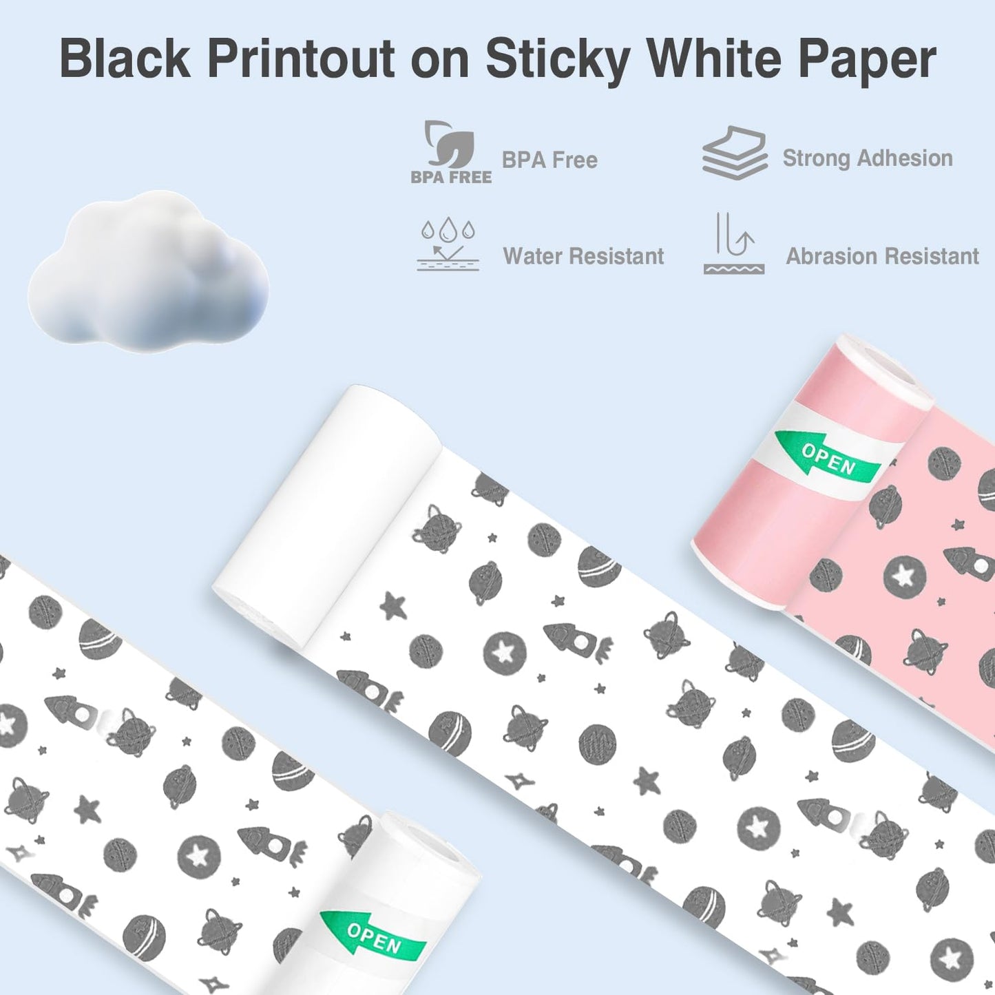 6 Rolls Thermal Printer Paper Colorful Printer Paper kids camera paper roll paper shoot camera Mini Photo Printer Labels For Photos To-do Lists Notes