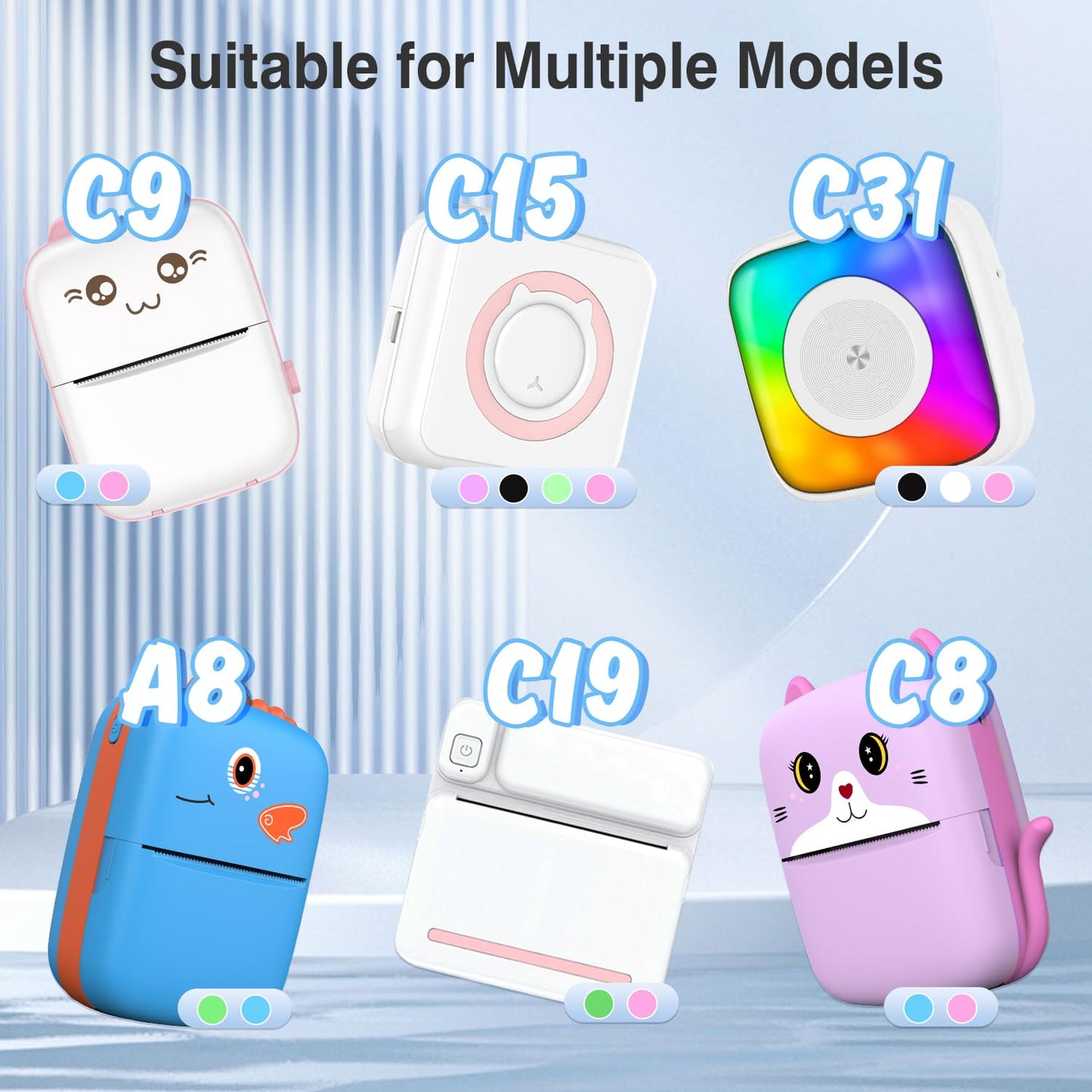 6 Rolls Thermal Printer Paper Colorful Printer Paper kids camera paper roll paper shoot camera Mini Photo Printer Labels For Photos To-do Lists Notes