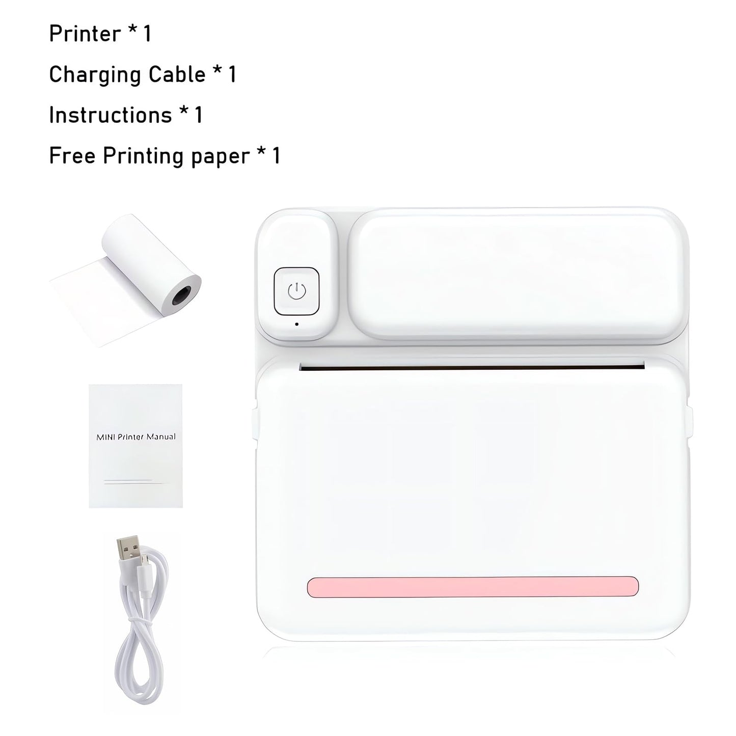 Mini Sticker Printer - Bluetooth Thermal Label Printer for to-Do Lists, Journaling, Scrapbooking, and Study Notes - Inkless Portable Label Maker with 10 Rolls of Stickers Paper Included