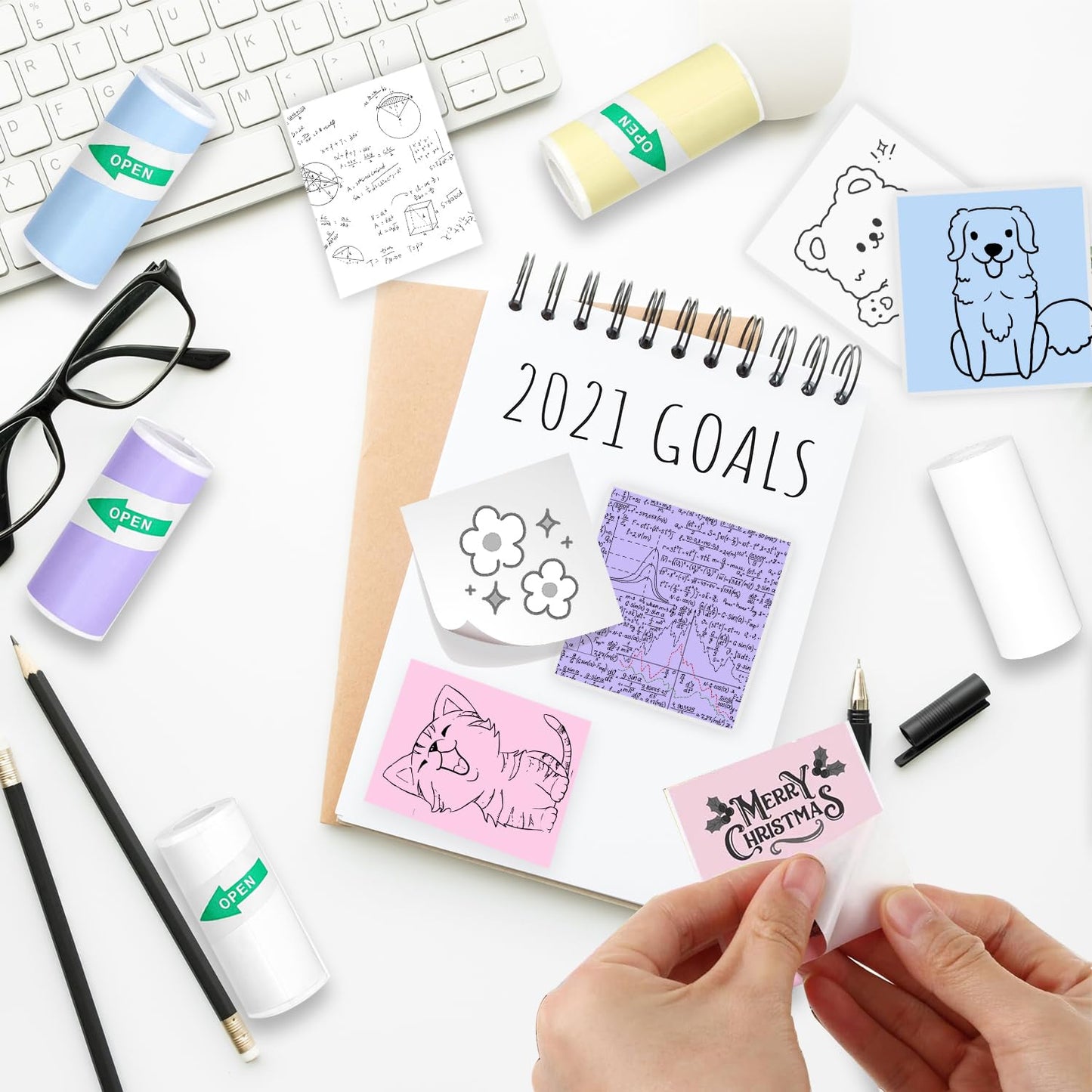 Mini Printer Paper Thermal Sticker printer Paper Mini Thermal Printer Paper Photo Printer Labels kids camera paper 6 roll Suitable for Various Inkless Sticker Printers